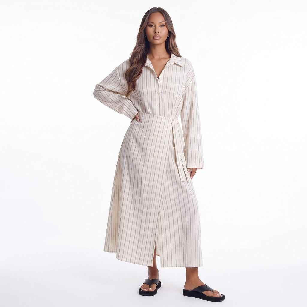 Slow Sunday Tie-Waist Striped Maxi Dress