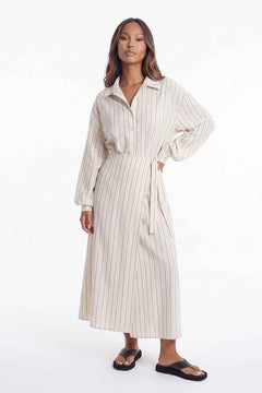 Slow Sunday Tie-Waist Striped Maxi Dress