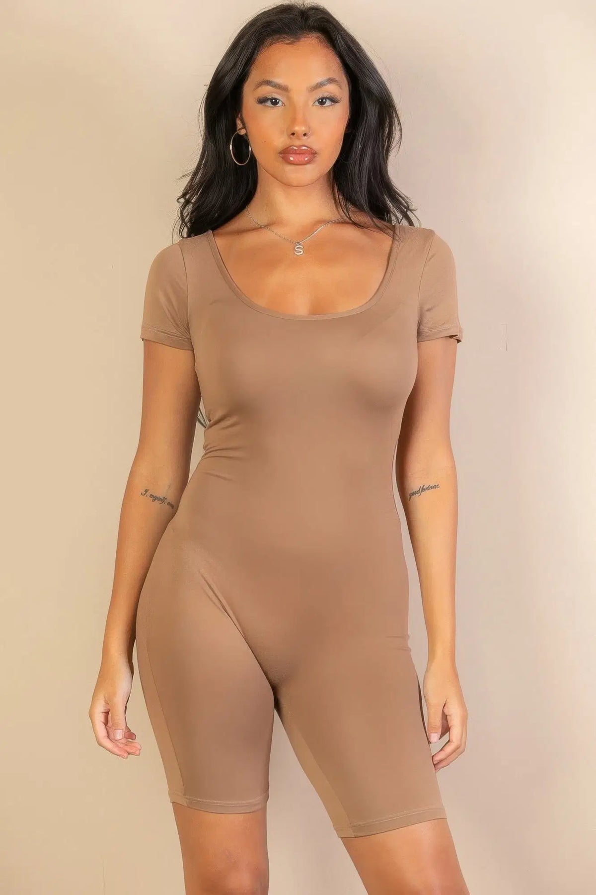 Soft Focus Scoop Neck Bodycon Romper