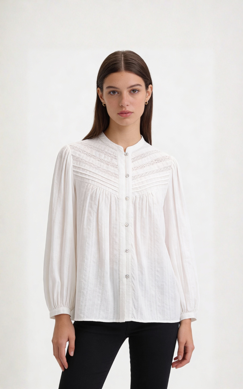 Delicate Daydream” – Frill Lace Stitching Top