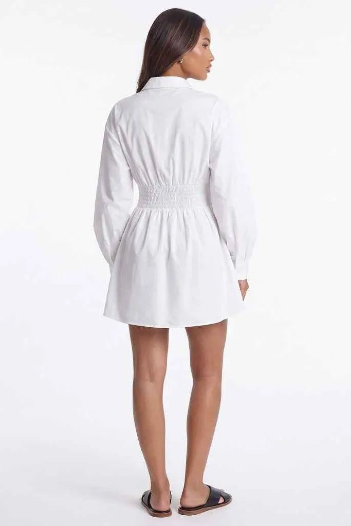 Sunday Stroll Ruched Collared Mini Dress