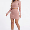 Sweet Talk Cable-Knit Cropped Sweater Skirt Set