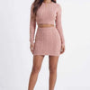Sweet Talk Cable-Knit Cropped Sweater Skirt Set