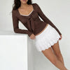 Sweet on You Polka Dot Tie-Front Long-Sleeve Top