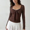 Sweet on You Polka Dot Tie-Front Long-Sleeve Top