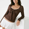 Sweet on You Polka Dot Tie-Front Long-Sleeve Top