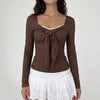 Sweet on You Polka Dot Tie-Front Long-Sleeve Top