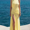 Limoncello Tide High-Slit Maxi Dress