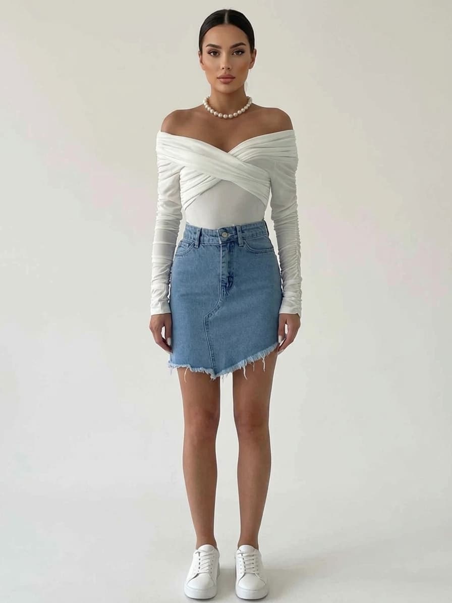 High Standards Off-Shoulder Long Sleeve Bodysuit