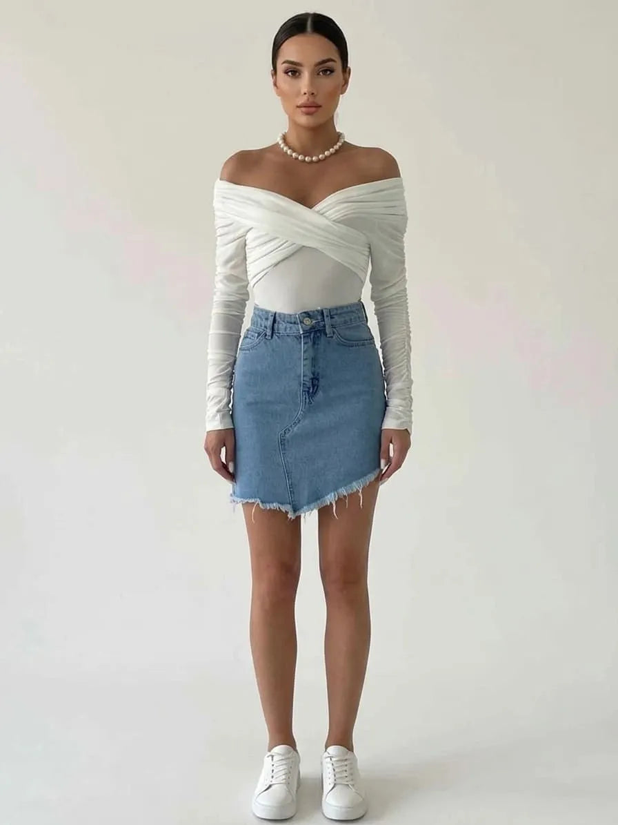 High Standards Off-Shoulder Long Sleeve Bodysuit