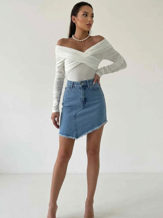High Standards Off-Shoulder Long Sleeve Bodysuit