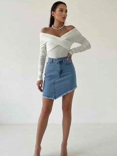 High Standards Off-Shoulder Long Sleeve Bodysuit