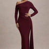 Crimson Confession One-Shoulder Maxi Dress
