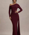 Crimson Confession One-Shoulder Maxi Dress
