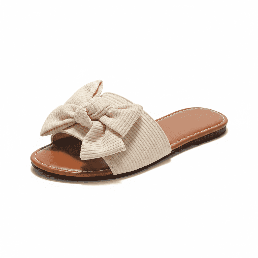 Bow Knot Decor Charm Flat Slides