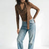 Textured Cowl Neck Long Sleeve Blouse with Scarf Detail