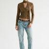 Textured Cowl Neck Long Sleeve Blouse with Scarf Detail