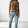 Textured Cowl Neck Long Sleeve Blouse with Scarf Detail