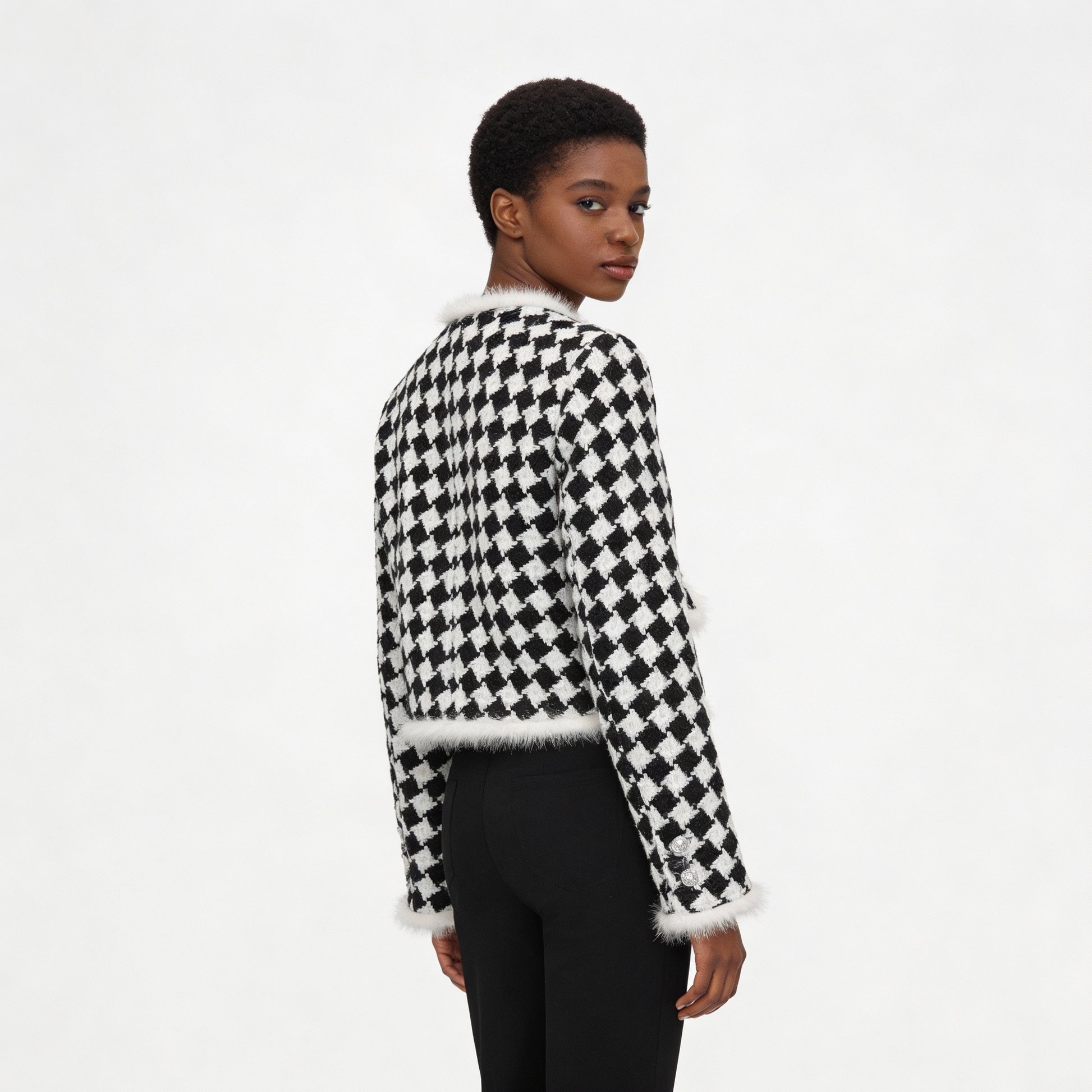 Kylie  Style Checkerboard Plaid Coat