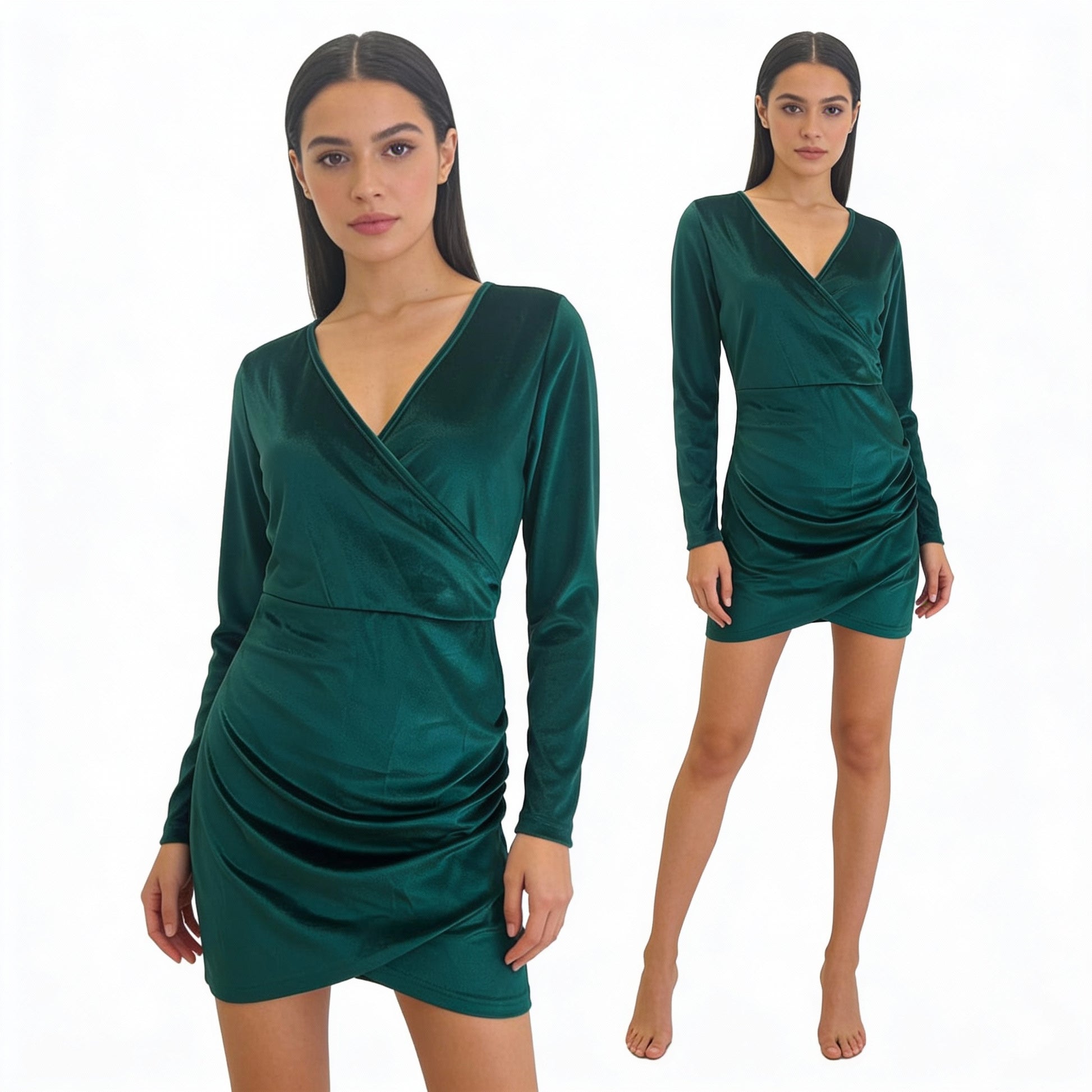All or Nothing Maeve Velvet-Snatched Wrap Mini Dress