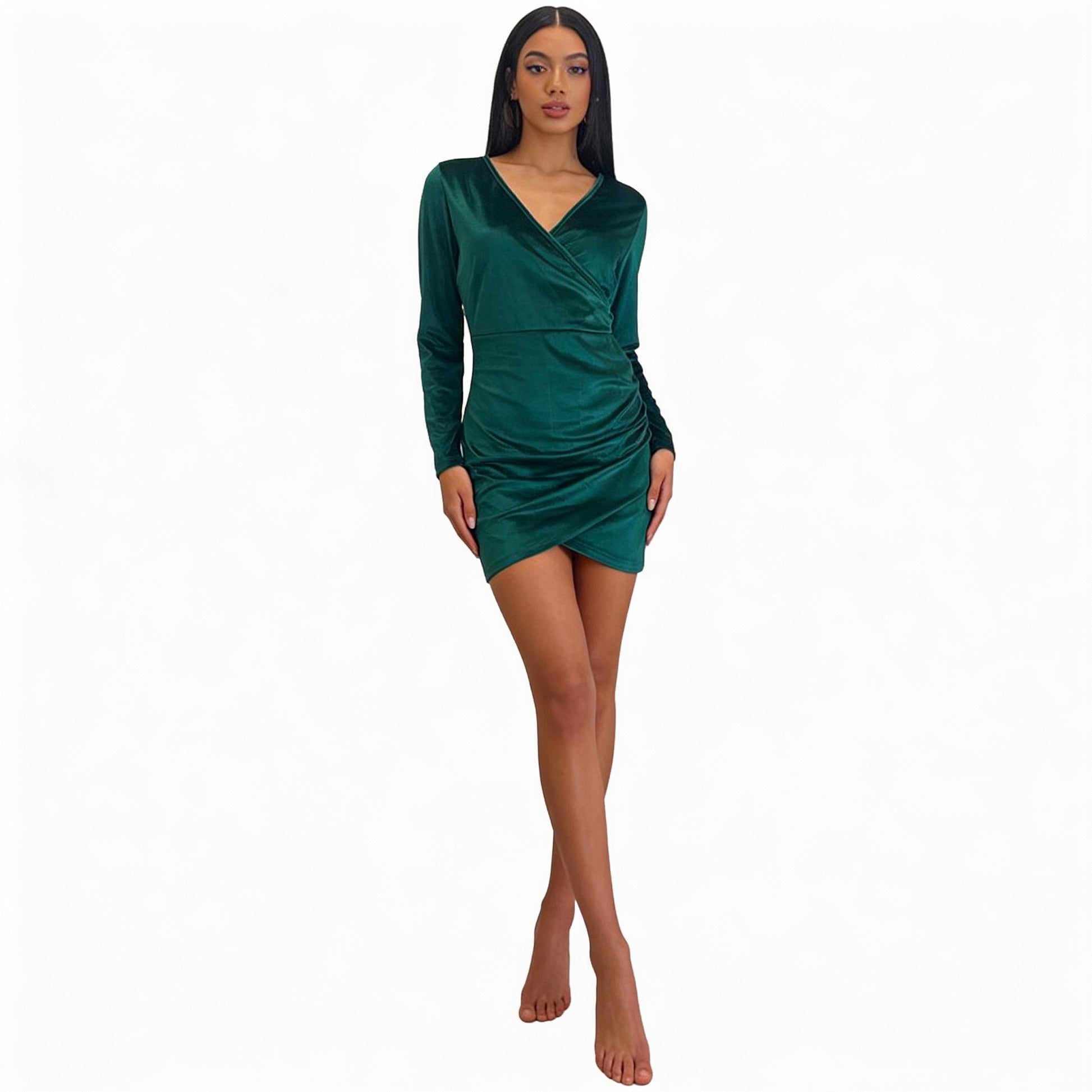 All or Nothing Maeve Velvet-Snatched Wrap Mini Dress