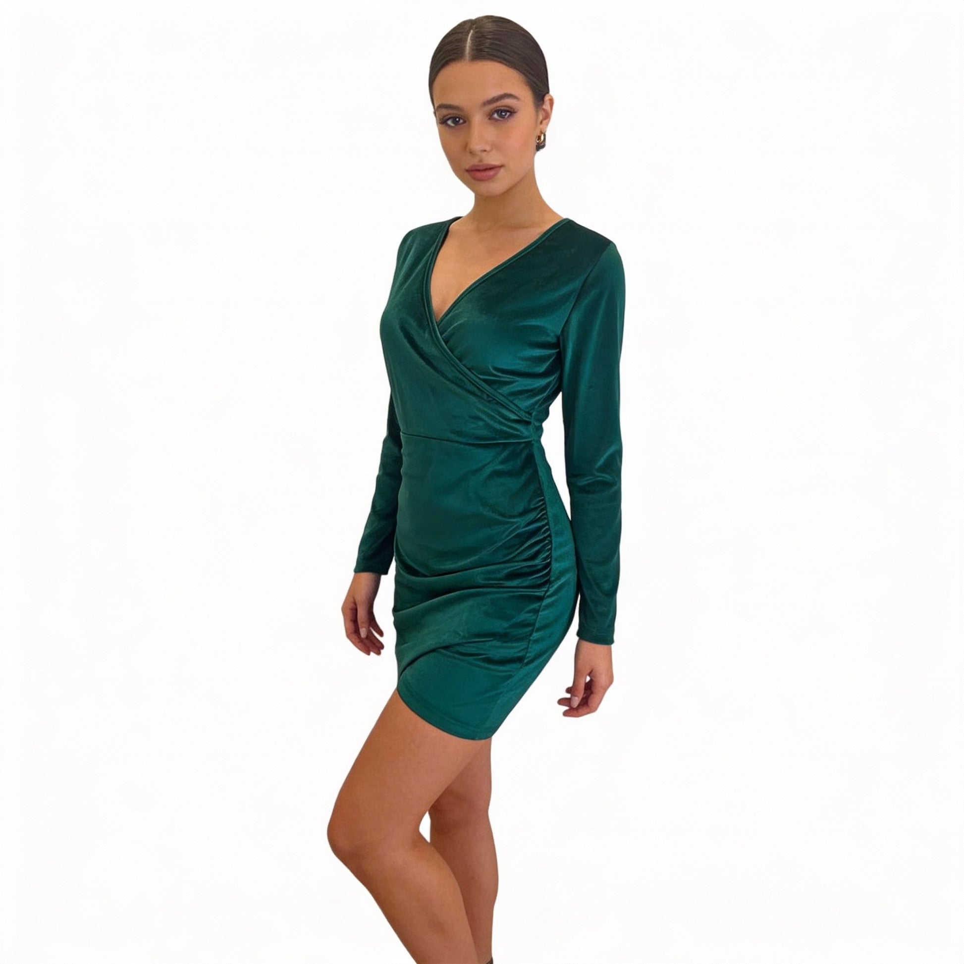 All or Nothing Maeve Velvet-Snatched Wrap Mini Dress
