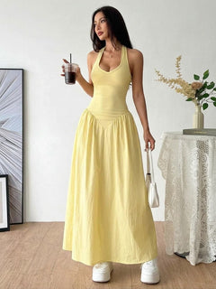 Halter Neck Drop-Waist Maxi Dress