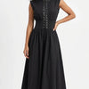 Date Night In Disguise Lace-Up Midi Dress