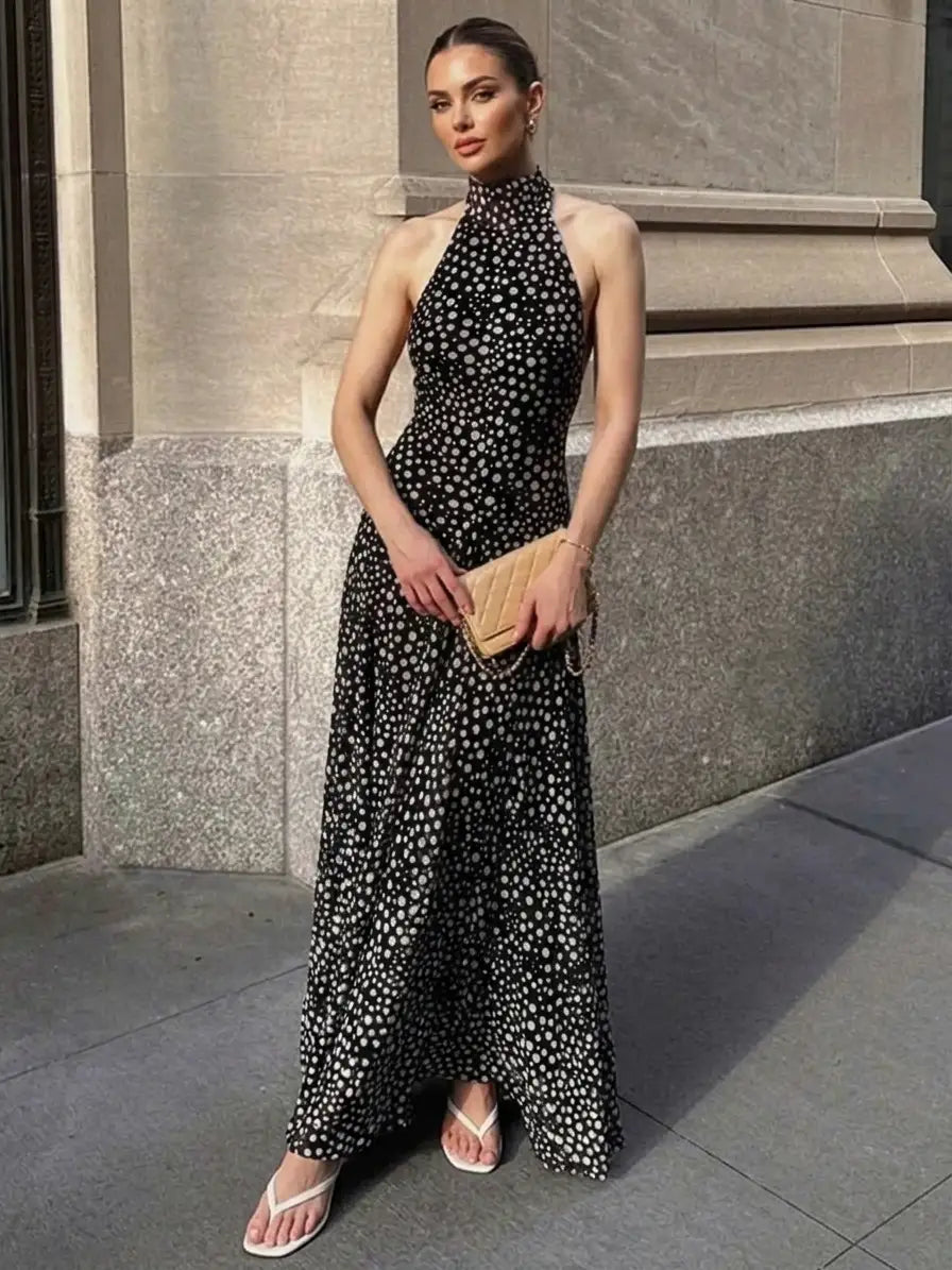 Too Chic To Text Back Polka Dot Maxi Dress