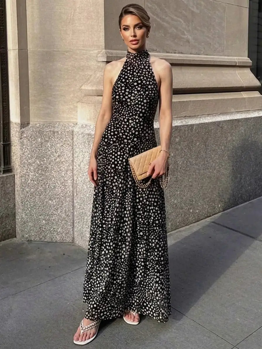 Too Chic To Text Back Polka Dot Maxi Dress