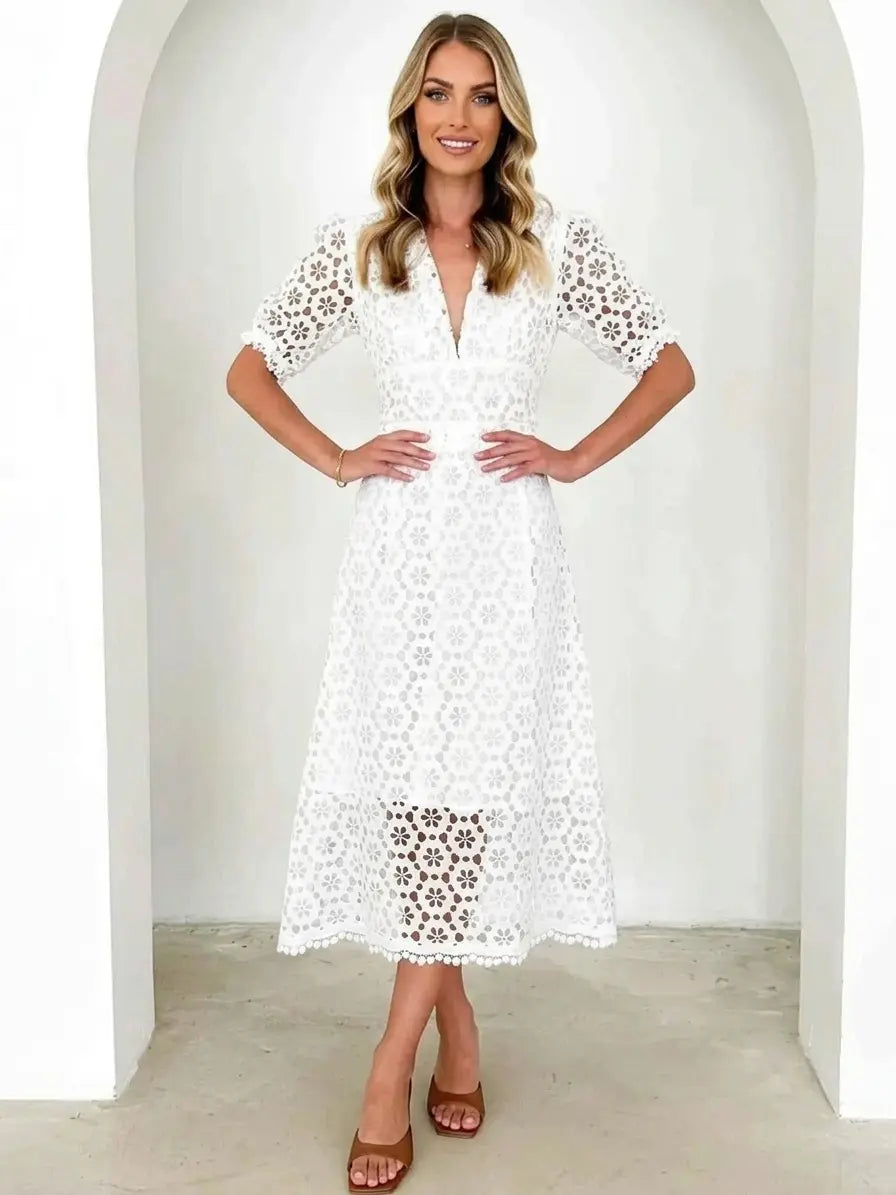 Living My Eyelet Era Lace Midi Dress