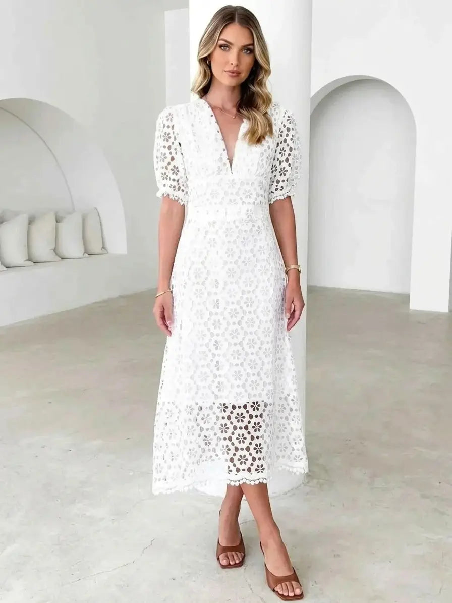 Living My Eyelet Era Lace Midi Dress