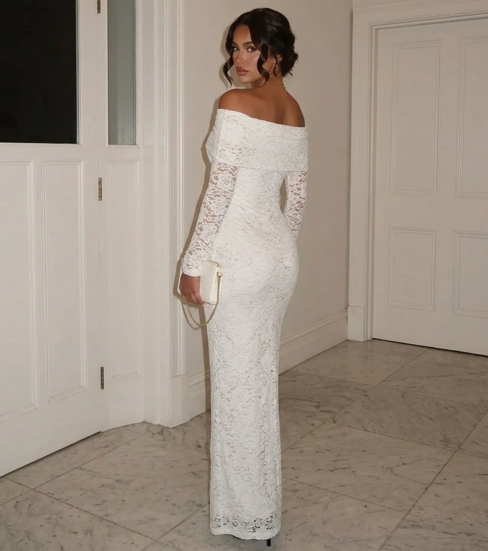 Steal The Ceremony Off-Shoulder Lace Maxi Dress