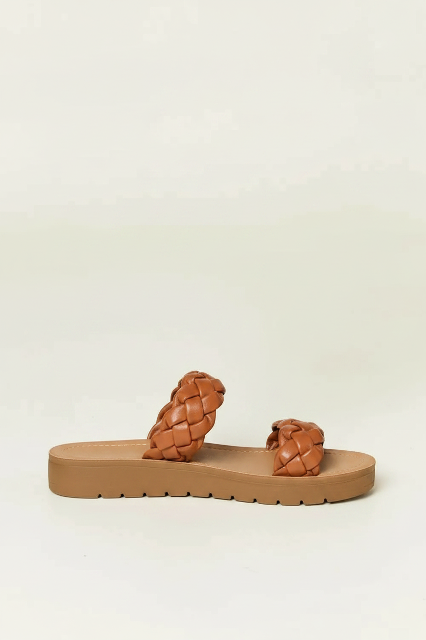WILD DIVA Woven Dual Band Platform Sandals