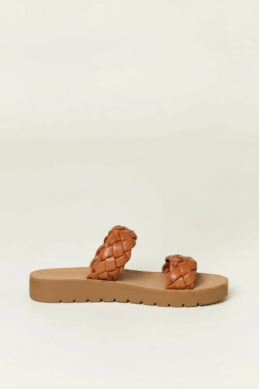 WILD DIVA Woven Dual Band Platform Sandals