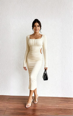 Aurelia Kleid mit eckigem Kragen und bauchfreiem Schnitt