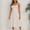 Robe fendue élégante à pois – Maxi d'été chic et fluide