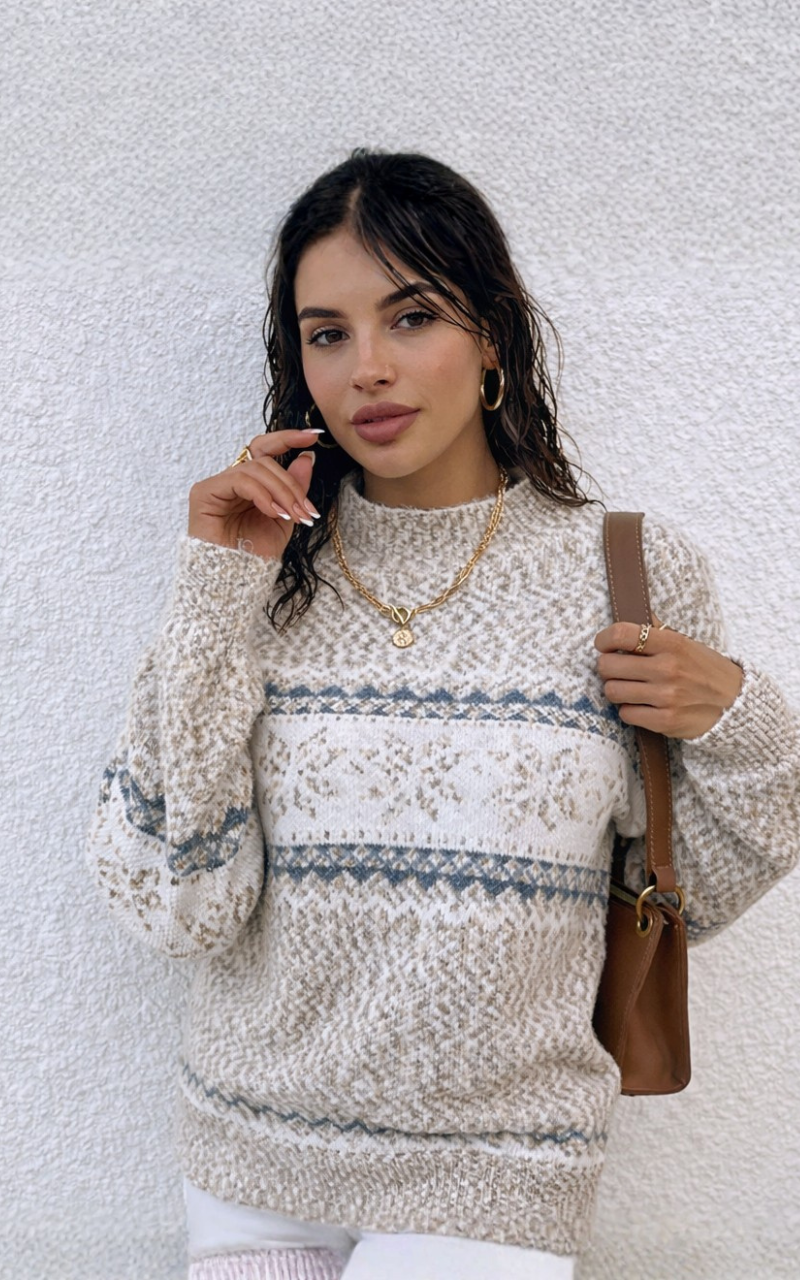 Pull flocon de neige à col roulé pour femme – Tricot d'hiver douillet