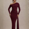 Crimson Confession One-Shoulder Maxi Dress