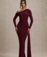 Crimson Confession One-Shoulder Maxi Dress
