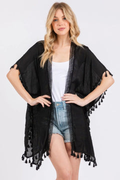Shadow Mirage Crochet And Tassel Trim Cover Up
