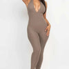 No Leash Needed Halter Ribbed Bodycon Jumpsuit