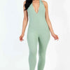 No Leash Needed Halter Ribbed Bodycon Jumpsuit