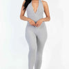 No Leash Needed Halter Ribbed Bodycon Jumpsuit