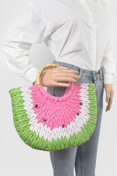 Faux Straw Crochet Watermelon Handbag