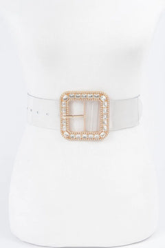 Stone Metal Buckle Clear Plus Size Belt