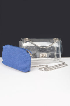 Clear Bag W/ Denim Pouch