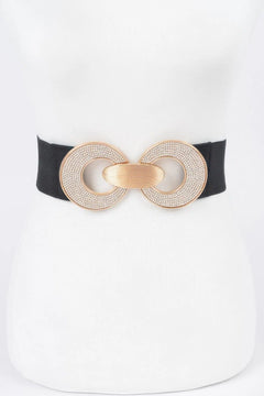 Rhinestone Two Buckle Elastic Belt