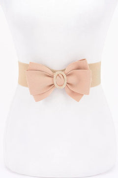 Rhinestone Bow Buckle Stretch Belt