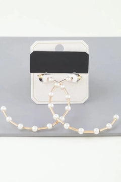 Twisted Pearl Open Hoop Earrings